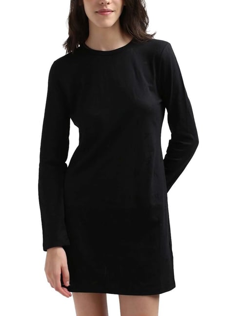 CALVIN KLEIN Monogram Burnout Aop Black Shift Dress-picture-16
