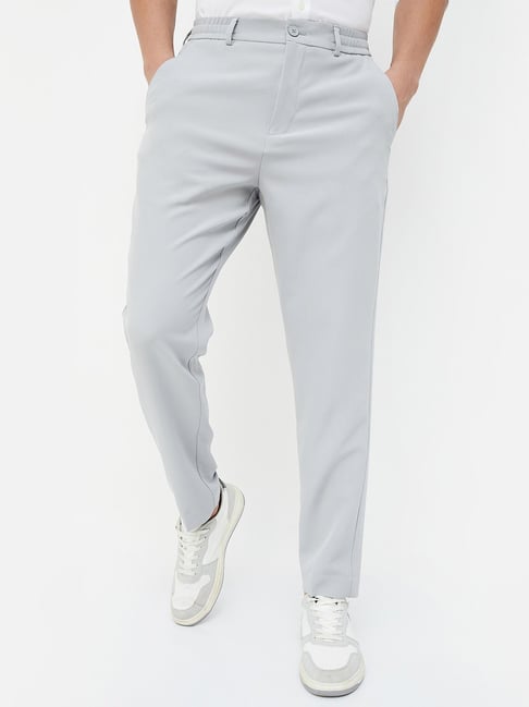 Flat Front Slim Fit Cropped Pants Striped Business Pants For Men's