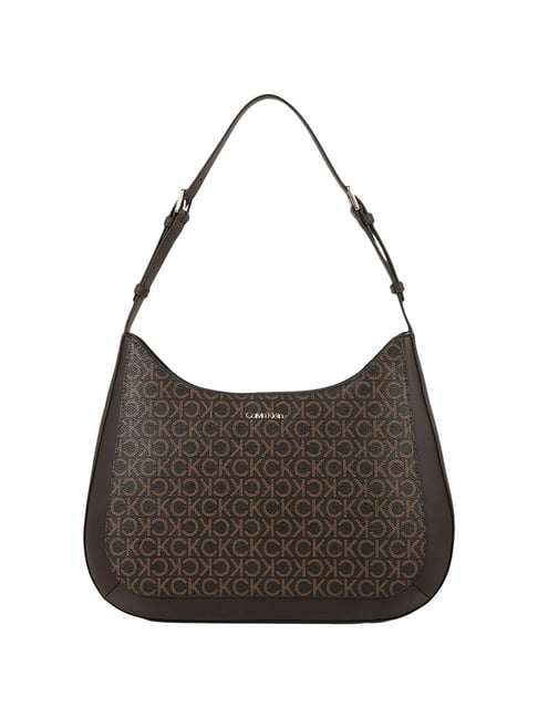 CALVIN KLEIN Brown Logo Hobo Bag