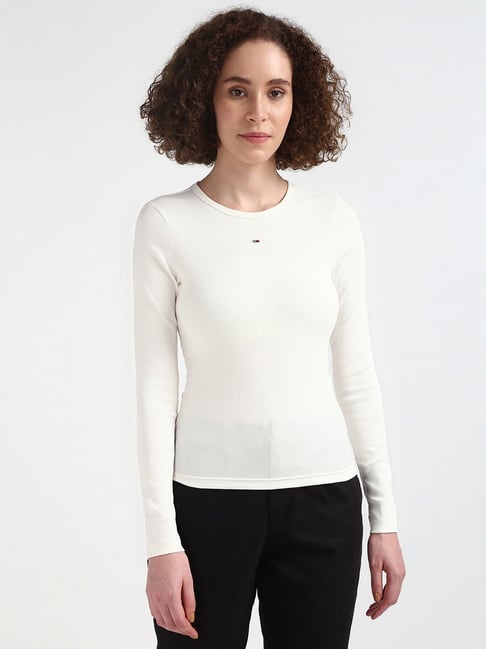 Crew Neck White Tommy Top Flag Crew Neck Relaxed T-Shirt White