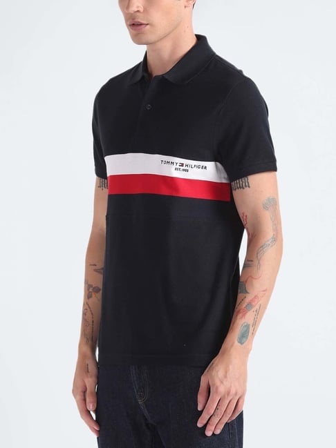 Tommy Hilfiger Desert Sky Slim Fit Colour Block Polo T-Shirt