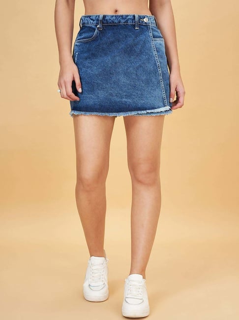 People by Pantaloons Blue Cotton Skorts-picture-46