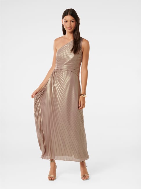 forever new metallic dress Forever New metallic one shoulder drop hem maxi dress in blue