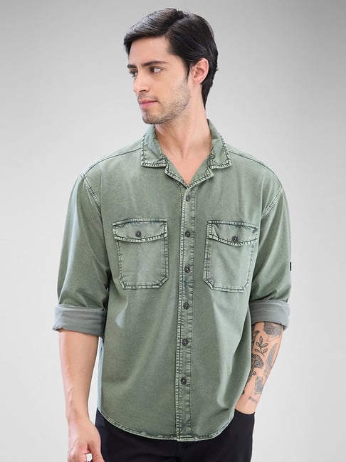 Roadster Buy Jeans Shirt Mandarin Collar Roadster Blue Denim Shirt