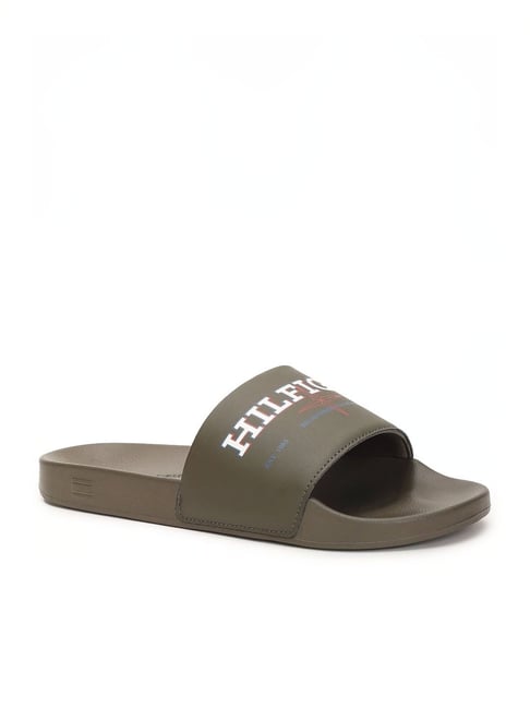 Grey Tommy Hilfiger Slides For Men Tommy Hilfiger Men's Army Green