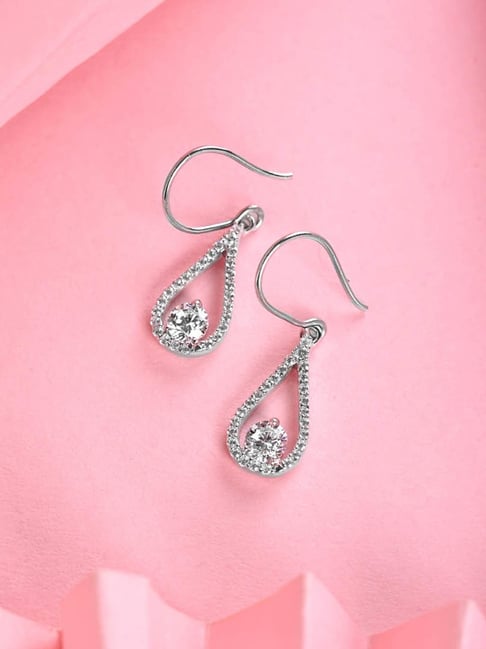 Buy Clara 925 Silver Swiss Zirconia Teardrop Drop Earrings Online