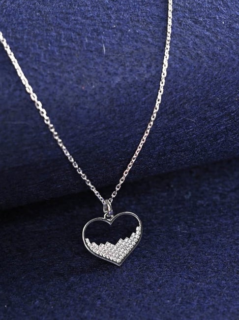 Clara 925 Silver Platinum Plated Swiss Zirconia Cuore Heart Pendant Chain Necklace Gift for Women-picture-47