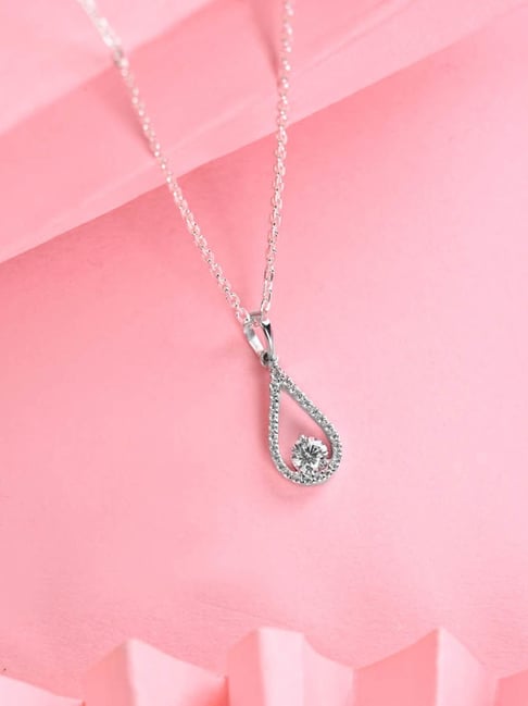 Clara 925 Silver Platinum Plated Swiss Zirconia Teardrop Pendant Chain Necklace Gift for Women-picture-24