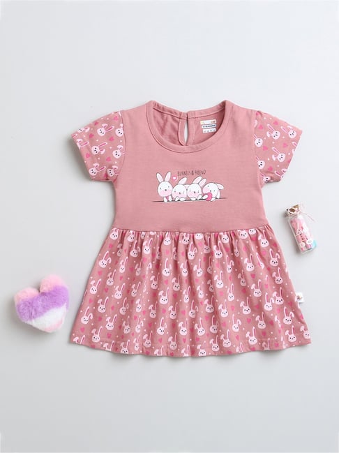 Bumzee Kids Mauve Printed Frock