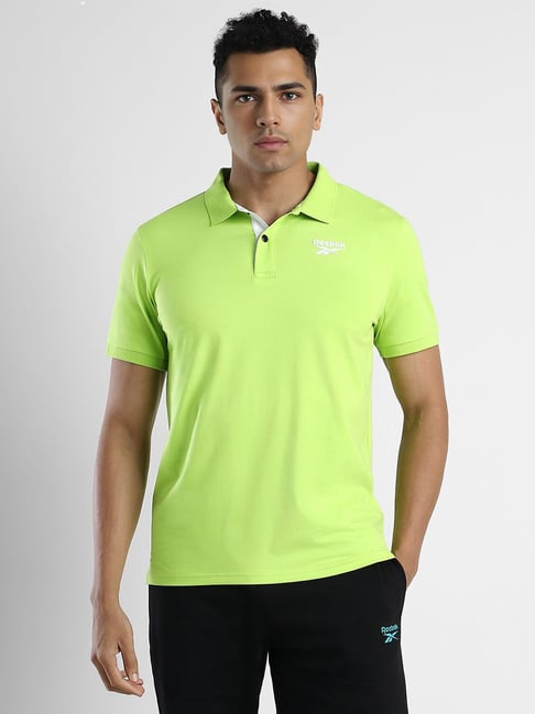 Reebok Lime Green Slim Fit Sports Polo T-Shirt