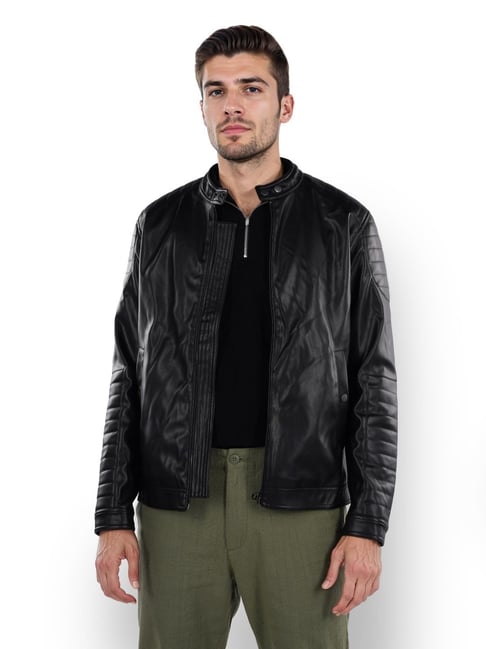 Celio* Black Regular Fit Biker Jacket
