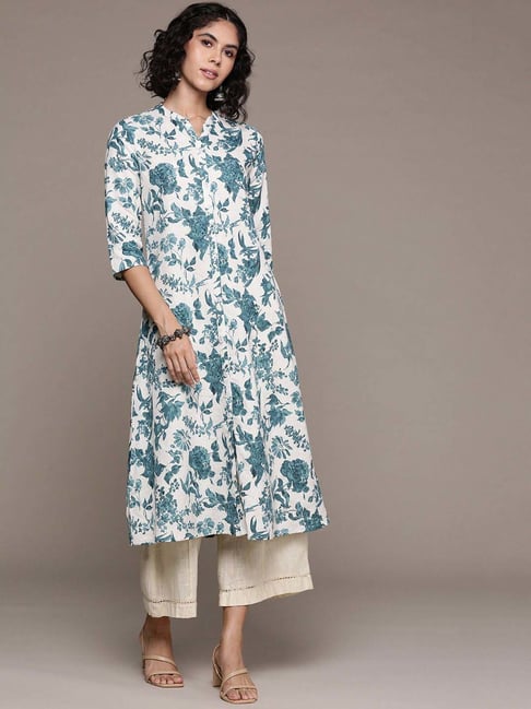 READIPRINT FASHIONS Blue Cotton Printed A Line Kurta-picture-28