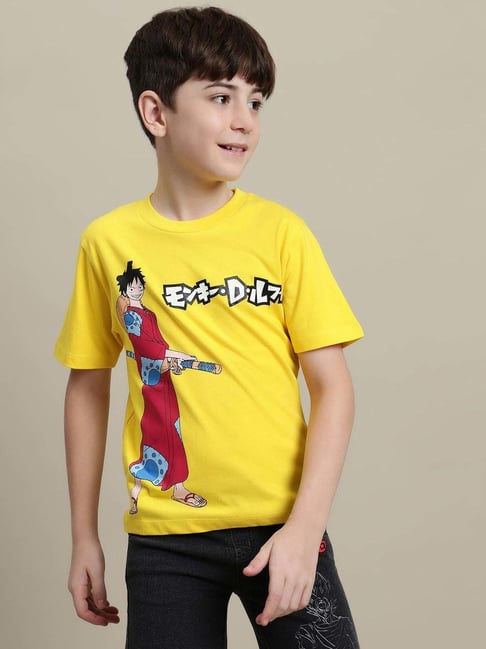 Kidsville Boys Yellow Cotton Printed T-Shirt-picture-13