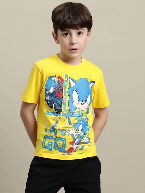 Kidsville Boys Yellow Cotton Printed T-Shirt-picture-14