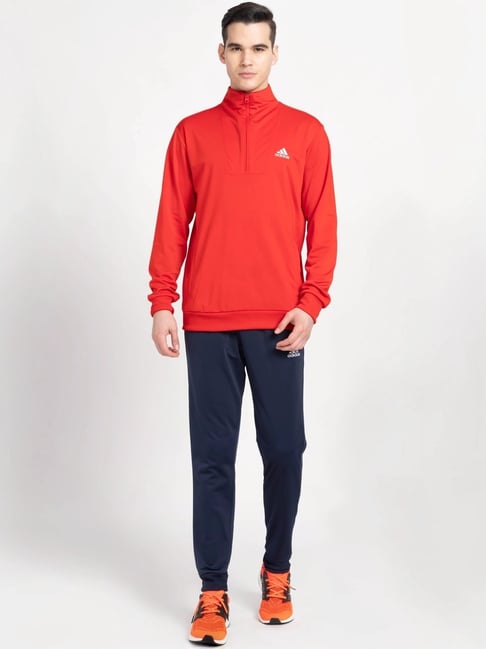 Adidas red tracksuit mens on sale