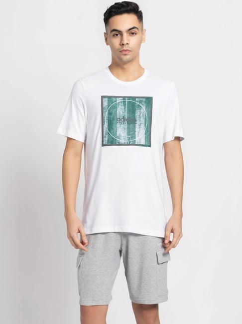 Adidas White Cotton Regular Fit Printed T-Shirt-picture-24
