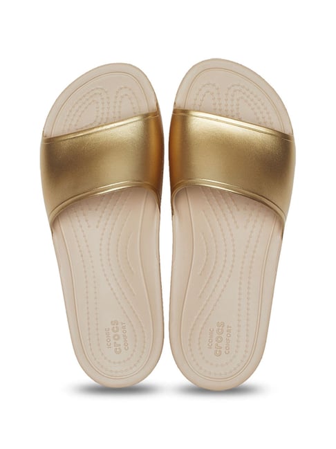 Buy Crocs Women s Kadee Gold Slides for Women at Best Price Tata CLiQ