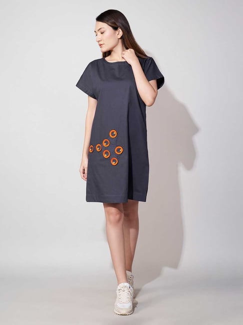 Grey cap sleeve fashion dress