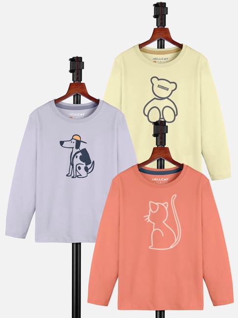 HELLCAT Girls Multicolor Printed Full Sleeves T-Shirt (Pack Of 3)-picture-11
