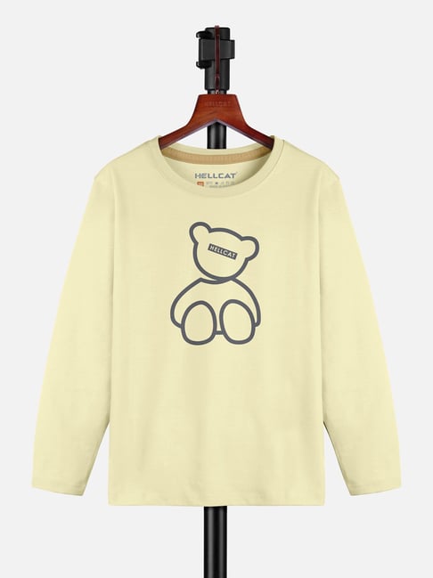 HELLCAT Girls Yellow Printed Full Sleeves T-Shirt
