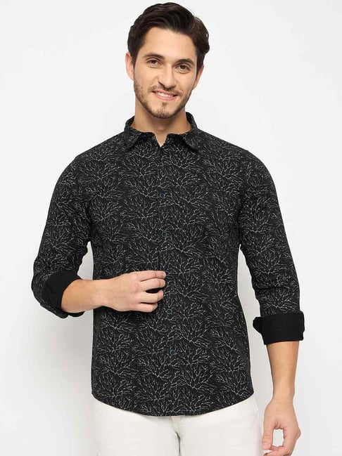 Duke Black Cotton Slim Fit Printed Shirt-image-27