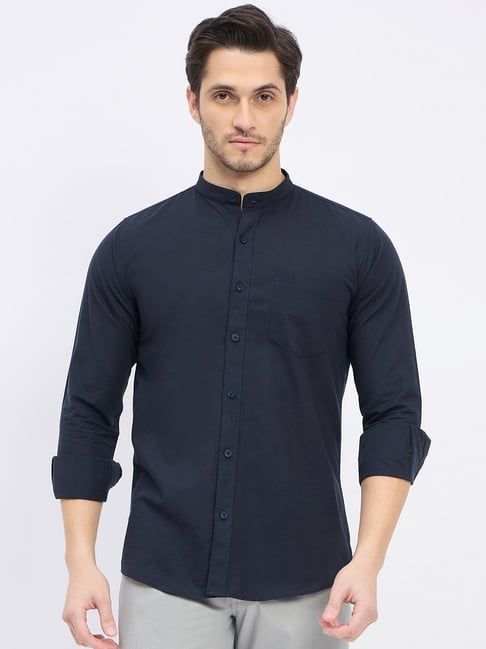 Duke Navy Cotton Slim Fit Shirt-picture-47