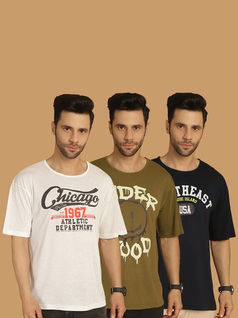 Vimal Jonney Multicolor Regular Fit Printed Crew T-Shirt - Pack of 3-picture-25