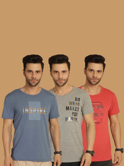 Vimal Jonney Multicolor Regular Fit Printed Crew T-Shirt - Pack of 3-picture-33