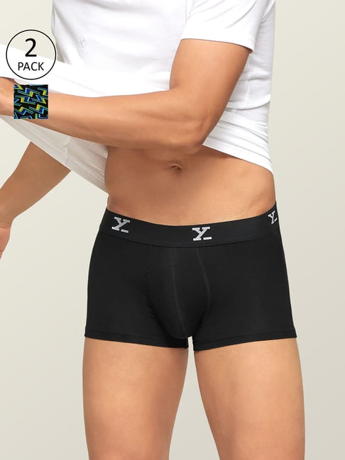 XYXX Gey & Black Printed Micro Modal Trunks - Pack of 2-picture-40
