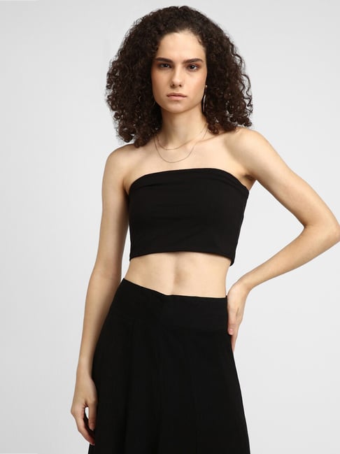 Forever 21 Black Cotton Slim Fit Tube Top