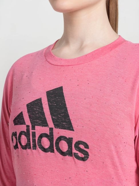 ADIDAS Pink Printed Sports T-Shirt