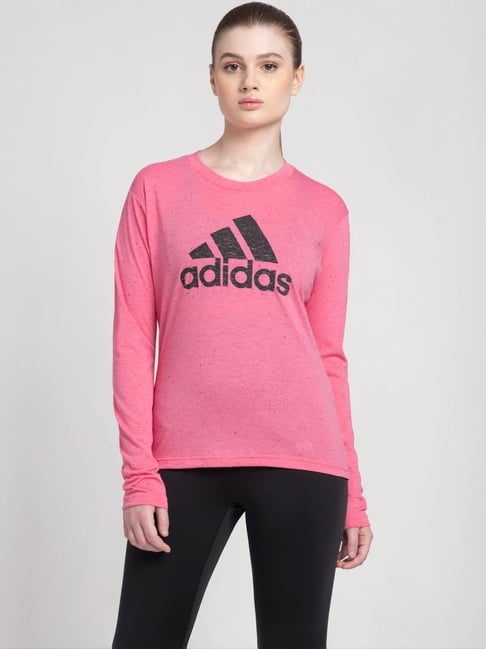 Buy ADIDAS Pink Printed Sports T-Shirt for Women Online Tata CLiQ