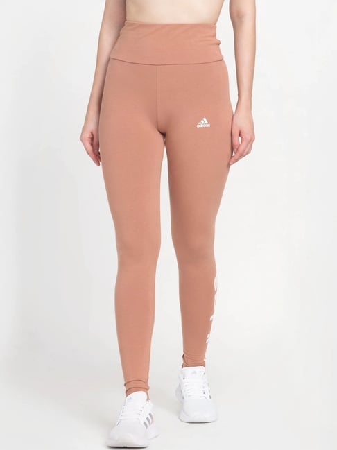 ADIDAS Brown Cotton Printed Sports Tights