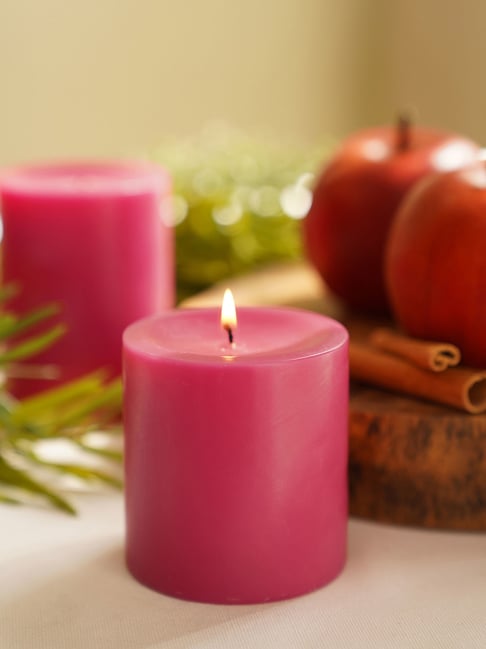 Pure Home and Living Pink Apple Cinnamon Pillar Candle