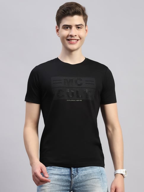 Monte Carlo Black Smart Fit Printed T-Shirt