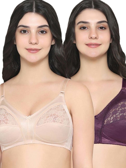 Wacoal Beige & Purple Lace Work Everyday Bra - Pack Of 2-picture-42