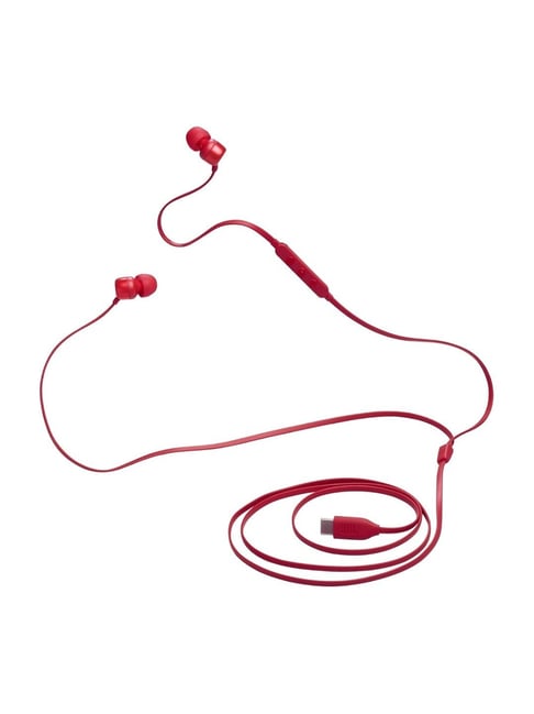 JBL Tune 310 Wired In Ear Type C Earphone with 3 Button EQ Present Remote and Microphone (Red)