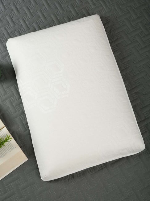 HOSTA HOMES Cream Cotton Bamboo Fabric Memory Foam Medicated Pillow