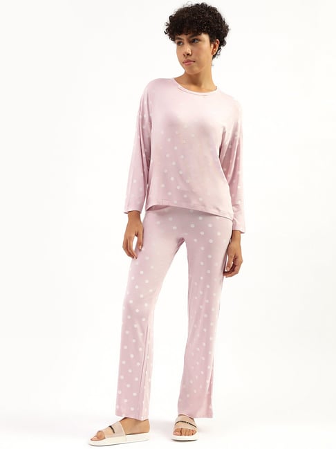 United Colors of Benetton Pink Polka Dot T-Shirt With Pyjamas - Main Image