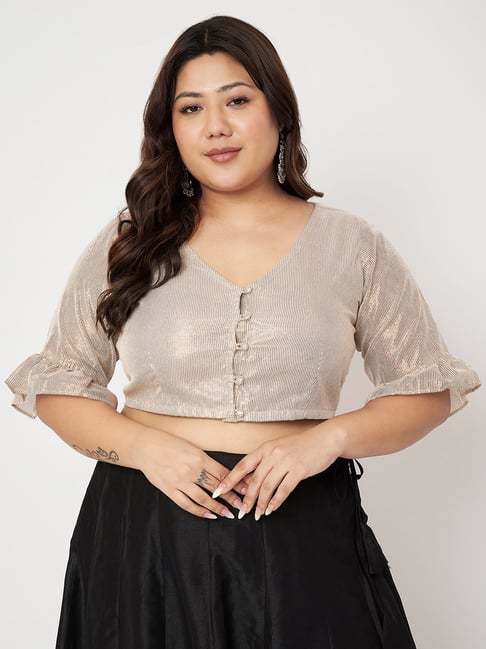 studiorasa Gold Striped Plus Size Blouse