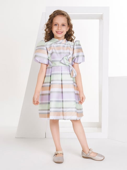 Peppermint Girls Multicolor Striped Dress-image-30