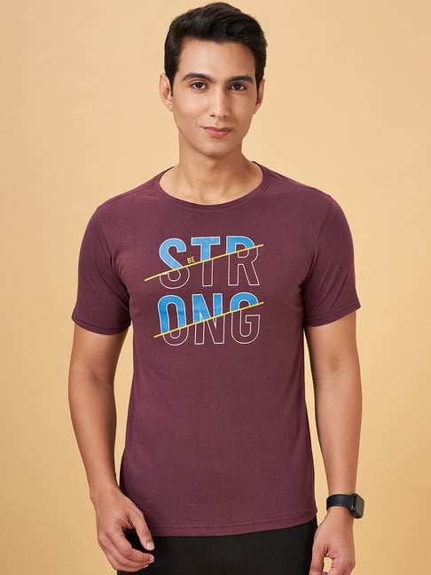 Ajile By Pantaloons Wine Regular Fit Printed Sports T-Shirt-picture-15
