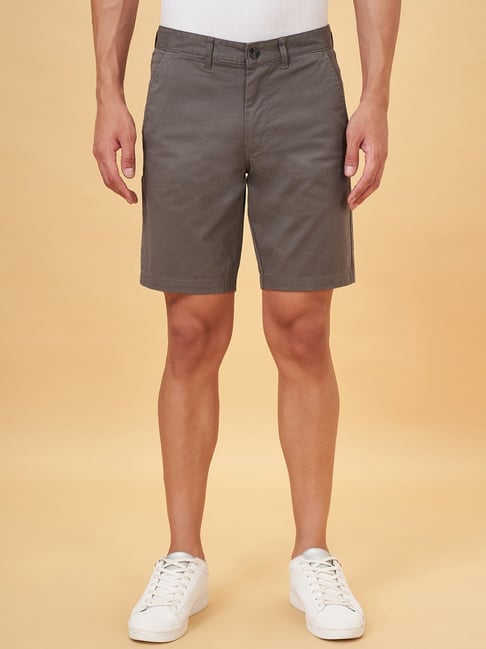 Byford By Pantaloons Glacier Gray Slim Fit Shorts