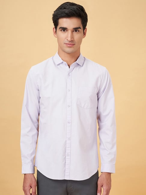 Byford By Pantaloons Pale Lilac Cotton Slim Fit Shirt-picture-30