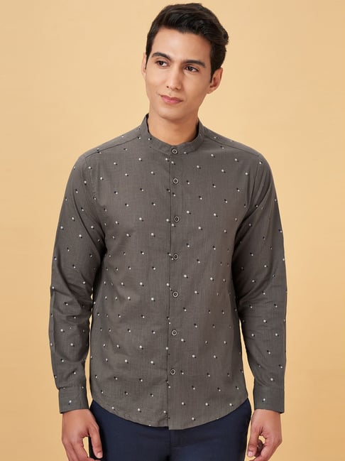 Indus Route By Pantaloons Steel Gray Regular Fit Printed Shirt-picture-26