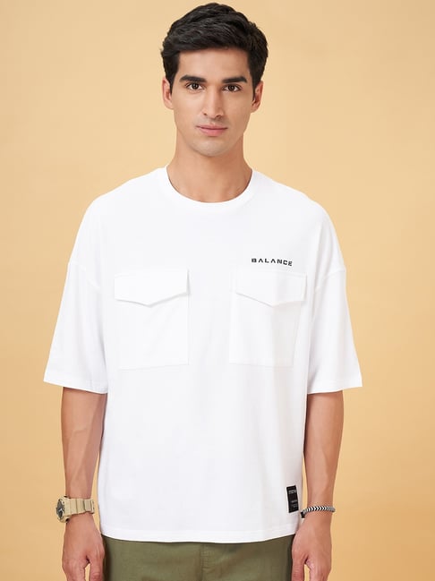 Street 808 By Pantaloons Snow White Cotton Comfort Fit Printed T-Shirt-picture-38