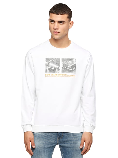 Pepe Jeans White Regular Fit Graphic Print Cotton Sweatshirt-picture-41