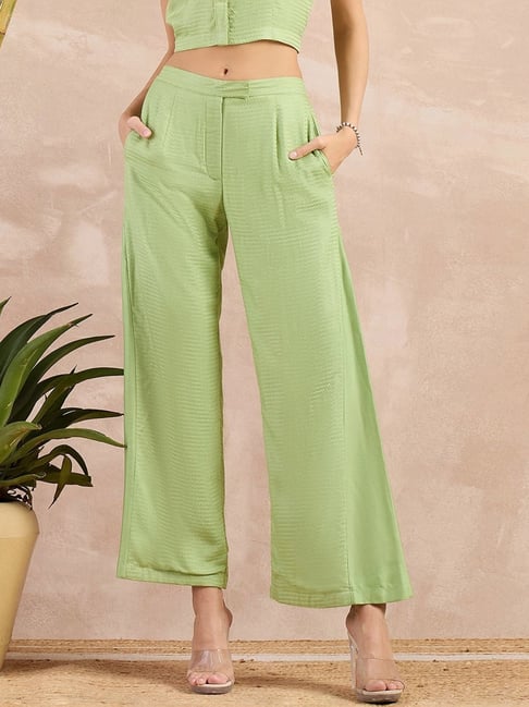 First Resort By Ramola Bachchan Pastel Green Eco-Chic Vogue Flared Trouser-picture-13