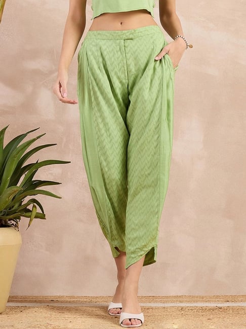 First Resort By Ramola Bachchan Pastel Green Eco-Chic Vogue Herringbone Narrow Trouser-picture-15