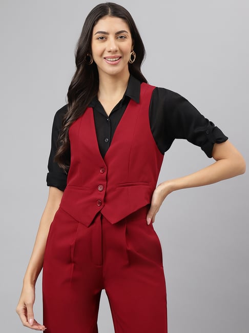 Latin Quarters Red Regular Fit Waistcoat-picture-43